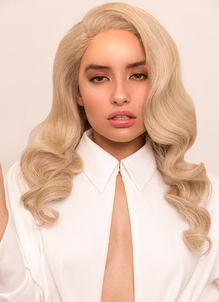 16 Inch Full Lace Human Hair Wig #60 Light Blonde