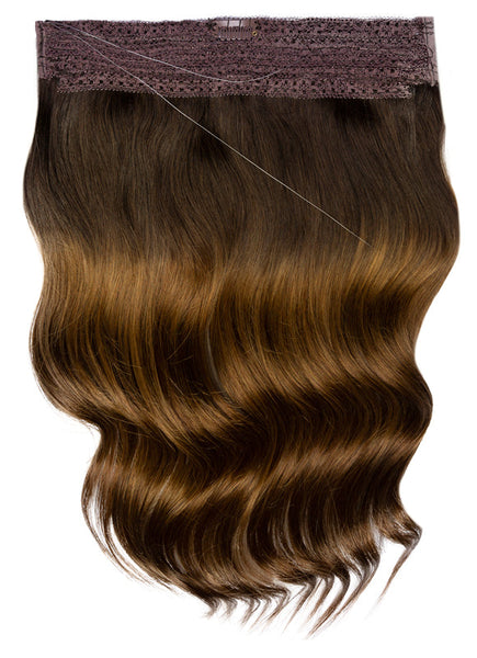 16 Inch Invisible Wire Hair Extensions T#02/04 Ombre